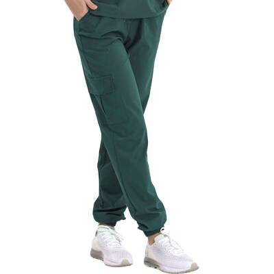 BRL BAGEL | TEK ALT Kargo Cepli Jogger Likralı Unisex Cerrahi Pantolon Avcı Yeşili 