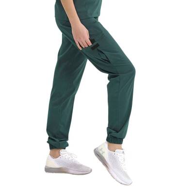 BRL BAGEL | TEK ALT Kargo Cepli Jogger Likralı Unisex Cerrahi Pantolon Avcı Yeşili - 2