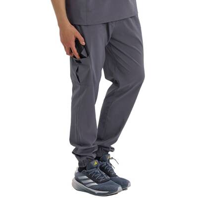 BRL BAGEL | TEK ALT Kargo Cepli Jogger Likralı Unisex Cerrahi Pantolon Füme 