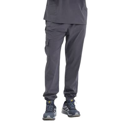 BRL BAGEL | TEK ALT Kargo Cepli Jogger Likralı Unisex Cerrahi Pantolon Füme - 2