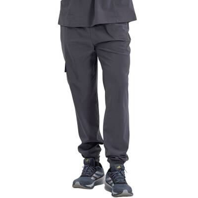BRL BAGEL | TEK ALT Kargo Cepli Jogger Likralı Unisex Cerrahi Pantolon Füme - 3