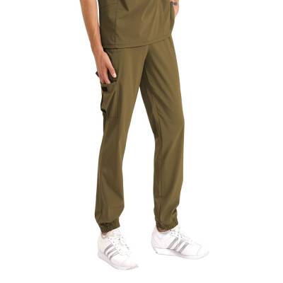 BRL BAGEL | TEK ALT Kargo Cepli Jogger Likralı Unisex Cerrahi Pantolon Haki - 2