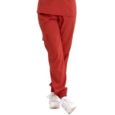 BRL BAGEL | TEK ALT Kargo Cepli Jogger Likralı Unisex Cerrahi Pantolon Kiremit - 1