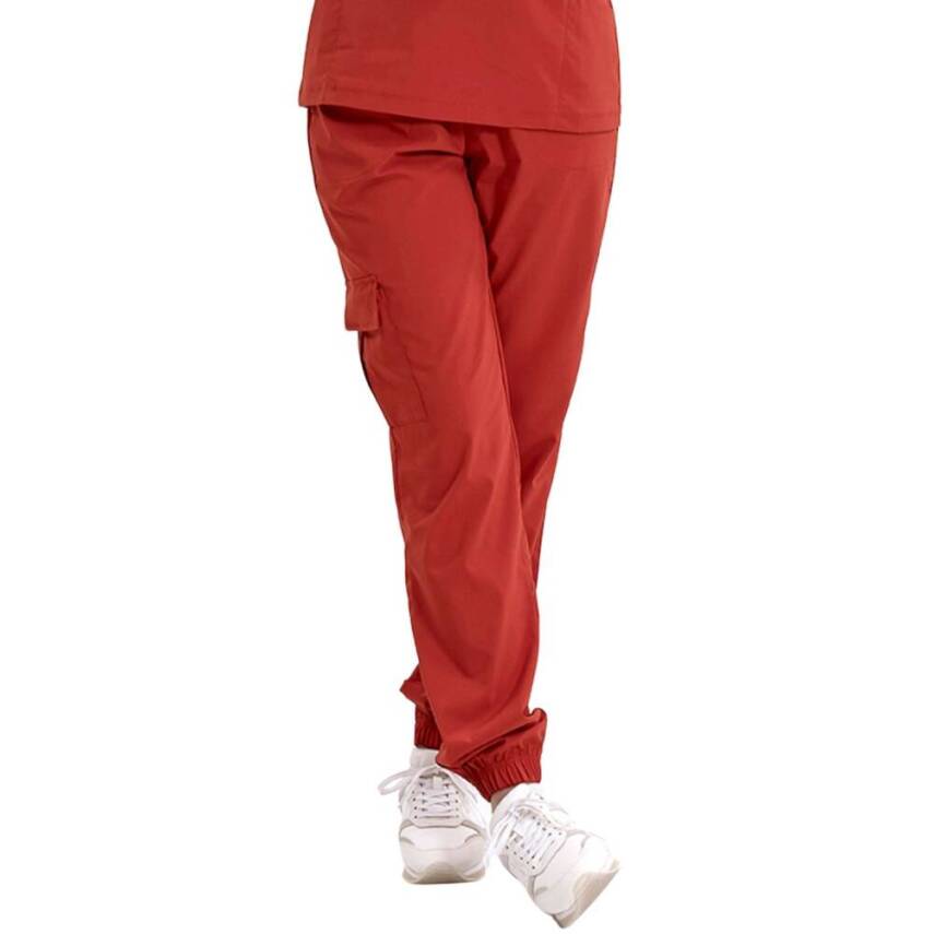 BRL BAGEL | TEK ALT Kargo Cepli Jogger Likralı Unisex Cerrahi Pantolon Kiremit - 1