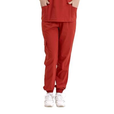 BRL BAGEL | TEK ALT Kargo Cepli Jogger Likralı Unisex Cerrahi Pantolon Kiremit - 2
