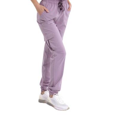 BRL BAGEL | TEK ALT Kargo Cepli Jogger Likralı Unisex Cerrahi Pantolon Lila 