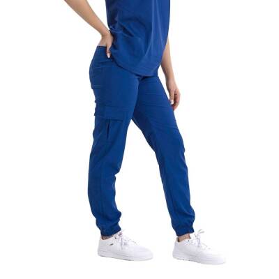 BRL BAGEL | TEK ALT Kargo Cepli Jogger Likralı Unisex Cerrahi Pantolon Parlement Mavi 
