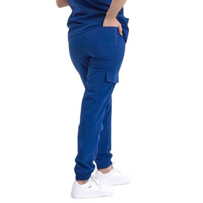 BRL BAGEL | TEK ALT Kargo Cepli Jogger Likralı Unisex Cerrahi Pantolon Parlement Mavi - 2