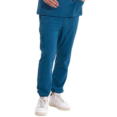 BRL BAGEL | TEK ALT Kargo Cepli Jogger Likralı Unisex Cerrahi Pantolon Petrol Yeşili 