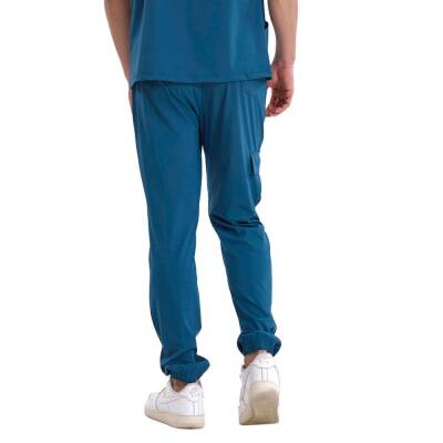BRL BAGEL | TEK ALT Kargo Cepli Jogger Likralı Unisex Cerrahi Pantolon Petrol Yeşili - 2
