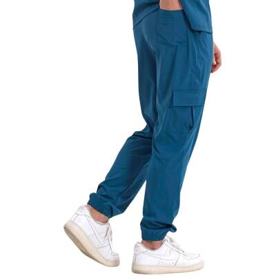 BRL BAGEL | TEK ALT Kargo Cepli Jogger Likralı Unisex Cerrahi Pantolon Petrol Yeşili - 3