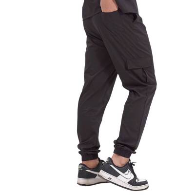 BRL BAGEL | TEK ALT Kargo Cepli Jogger Likralı Unisex Cerrahi Pantolon Siyah - 2