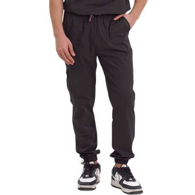 BRL BAGEL | TEK ALT Kargo Cepli Jogger Likralı Unisex Cerrahi Pantolon Siyah - 3