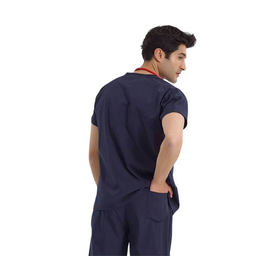 BRL BAGEL | TEK ÜST Bisiklet Yaka Likralı Doktor Ve Hemşire Forması Unisex Cerrahi Forma Lacivert - 3