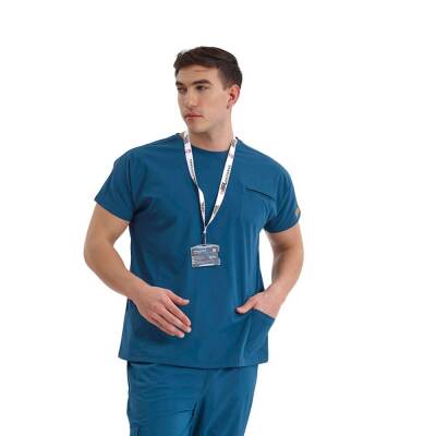 BRL BAGEL | TEK ÜST Bisiklet Yaka Likralı Doktor Ve Hemşire Forması Unisex Cerrahi Forma Petrol Yeşili 