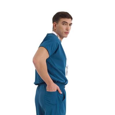 BRL BAGEL | TEK ÜST Bisiklet Yaka Likralı Doktor Ve Hemşire Forması Unisex Cerrahi Forma Petrol Yeşili - 2