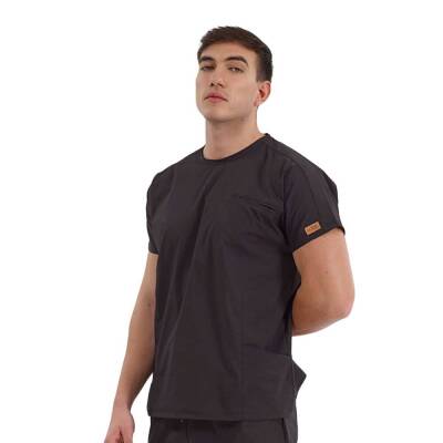 BRL BAGEL | TEK ÜST Bisiklet Yaka Likralı Doktor Ve Hemşire Forması Unisex Cerrahi Forma Siyah - 1