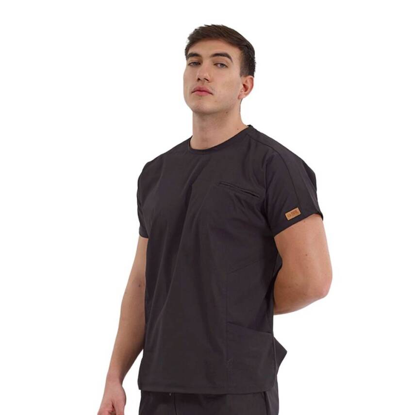 BRL BAGEL | TEK ÜST Bisiklet Yaka Likralı Doktor Ve Hemşire Forması Unisex Cerrahi Forma Siyah - 1