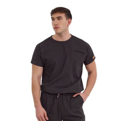 BRL BAGEL | TEK ÜST Bisiklet Yaka Likralı Doktor Ve Hemşire Forması Unisex Cerrahi Forma Siyah - 3