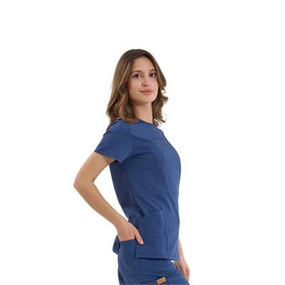 BRL MEDİKAGO | TEK ÜST Özel Yaka Gizli Fermuarlı Doktor ve Hemşire Cerrahi Forması Açık Lacivert - 4
