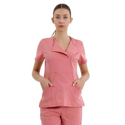 BRL MEDİKAGO | TEK ÜST Özel Yaka Gizli Fermuarlı Doktor ve Hemşire Cerrahi Forması Leylak - 2