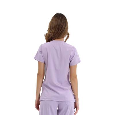 BRL MEDİKAGO | TEK ÜST Özel Yaka Gizli Fermuarlı Doktor ve Hemşire Cerrahi Forması Lila - 2