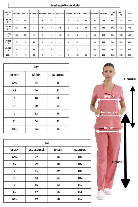 BRL MEDİKAGO | TEK ÜST Özel Yaka Gizli Fermuarlı Doktor ve Hemşire Cerrahi Forması Parlement Mavi - 4