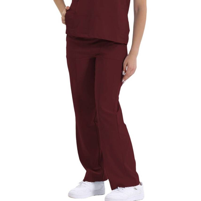 BRL MEDİNİLLA & MEDİKAGO | TEK ALT Çift Yön Likralı Kadın Cerrahi Pantolon Bordo - 3