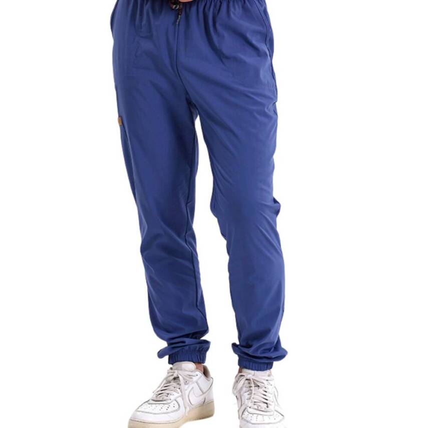 BRL MEDİZİP | TEK ALT Jogger Likralı Unisex Cerrahi Pantolon Fırtına Mavi - 1