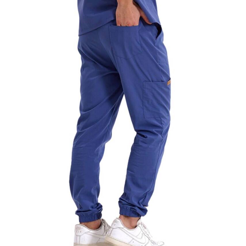 BRL MEDİZİP | TEK ALT Jogger Likralı Unisex Cerrahi Pantolon Fırtına Mavi - 2