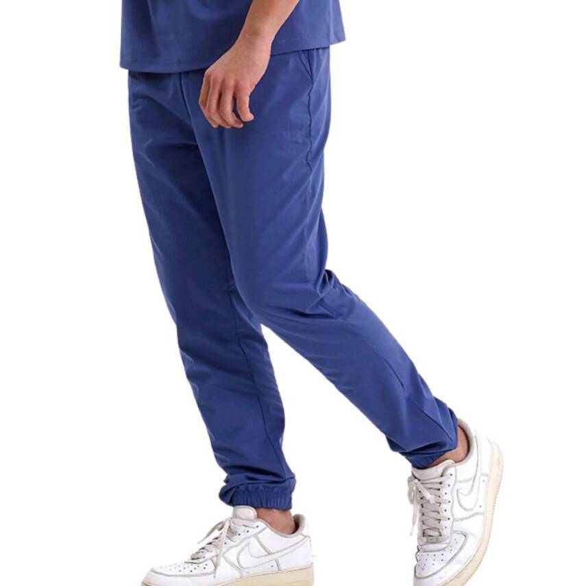 BRL MEDİZİP | TEK ALT Jogger Likralı Unisex Cerrahi Pantolon Fırtına Mavi - 3