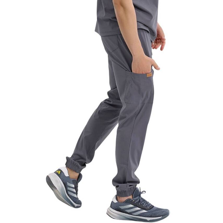 BRL MEDİZİP | TEK ALT Jogger Likralı Unisex Cerrahi Pantolon Füme - 1