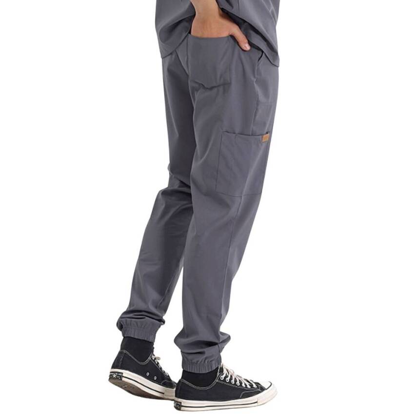 BRL MEDİZİP | TEK ALT Jogger Likralı Unisex Cerrahi Pantolon Füme - 2