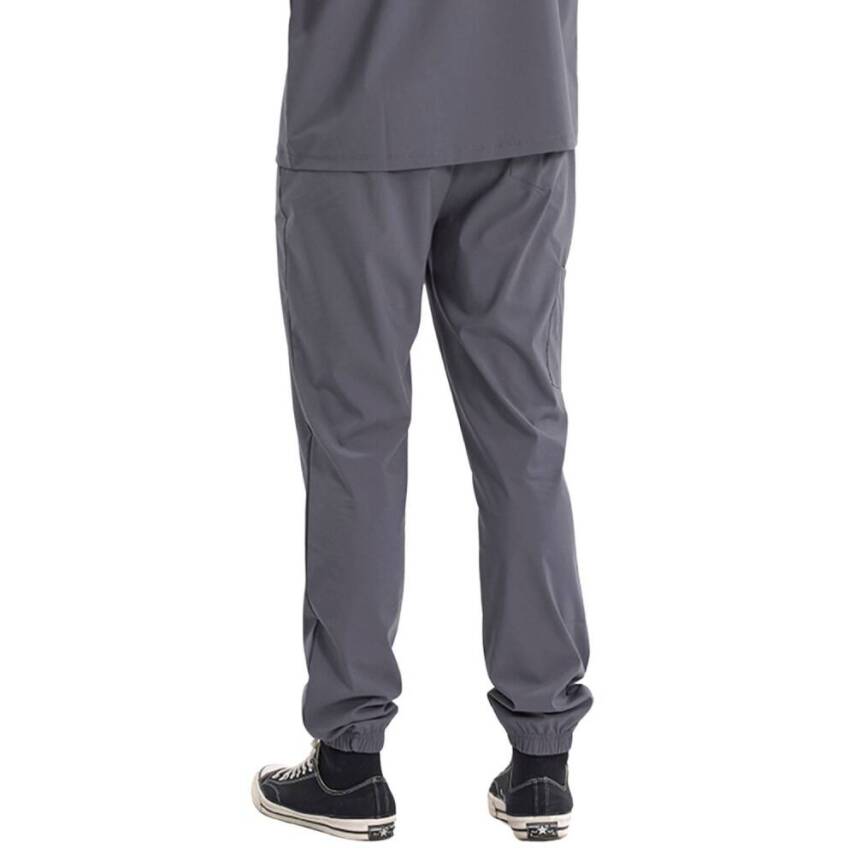 BRL MEDİZİP | TEK ALT Jogger Likralı Unisex Cerrahi Pantolon Füme - 3