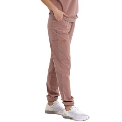 BRL MEDİZİP | TEK ALT Jogger Likralı Unisex Cerrahi Pantolon Koyu Pudra - 2