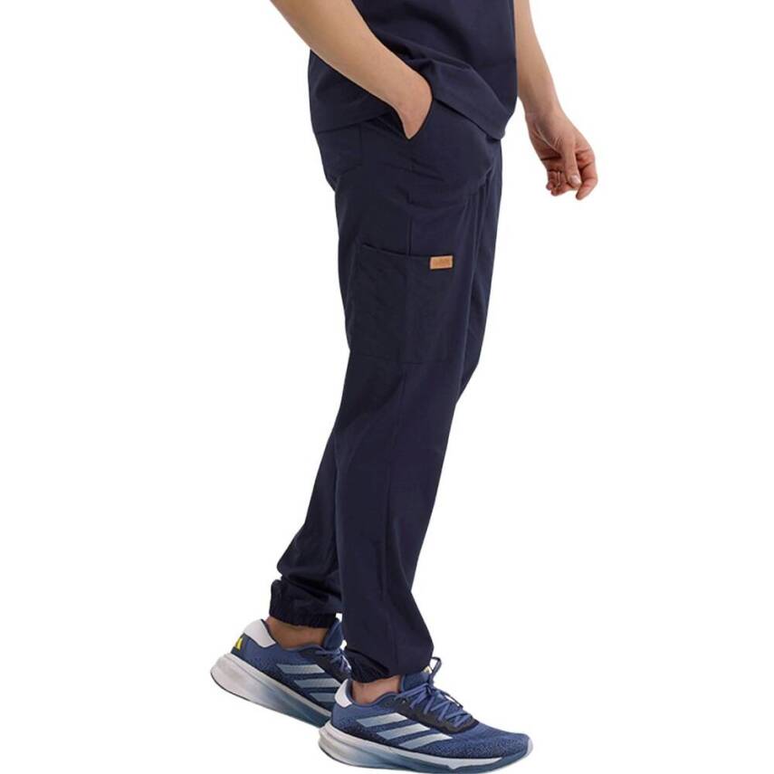 BRL MEDİZİP | TEK ALT Jogger Likralı Unisex Cerrahi Pantolon Lacivert - 3