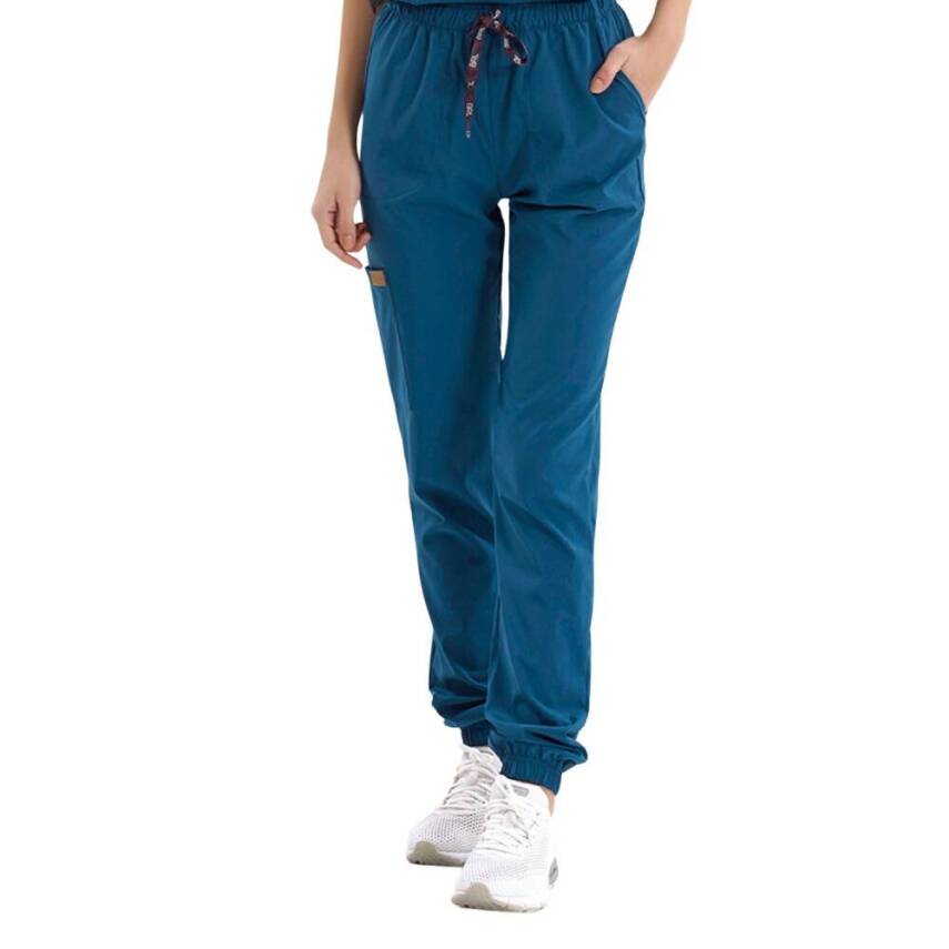 BRL MEDİZİP | TEK ALT Jogger Likralı Unisex Cerrahi Pantolon Petrol Yeşili - 1