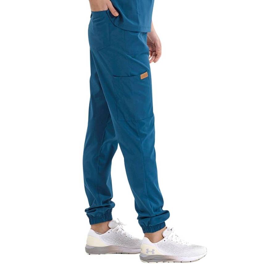 BRL MEDİZİP | TEK ALT Jogger Likralı Unisex Cerrahi Pantolon Petrol Yeşili - 2