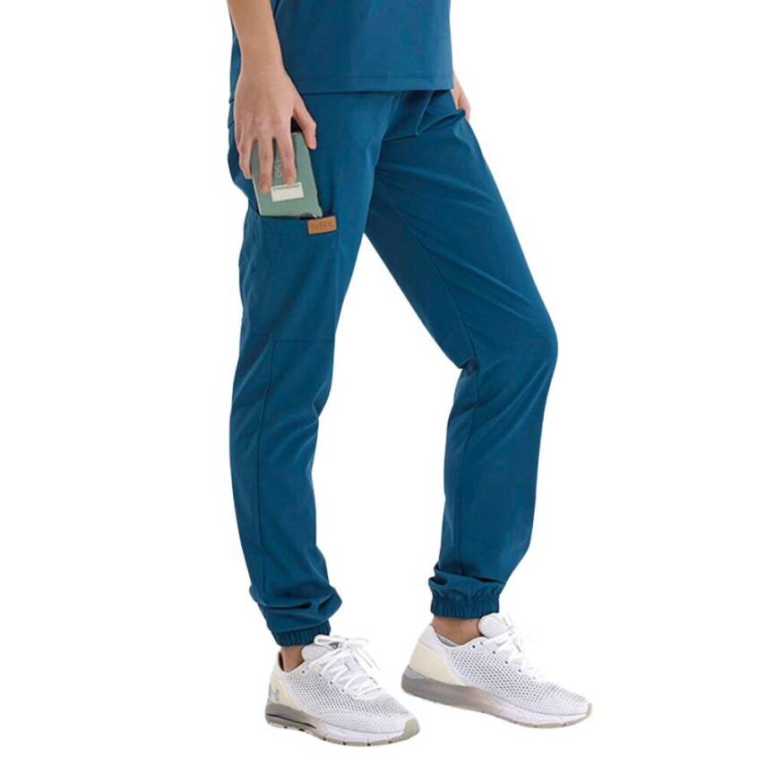 BRL MEDİZİP | TEK ALT Jogger Likralı Unisex Cerrahi Pantolon Petrol Yeşili - 3