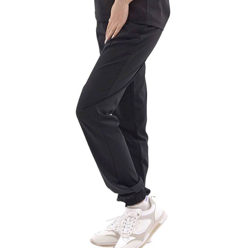 BRL MEDİZİP | TEK ALT Jogger Likralı Unisex Cerrahi Pantolon Siyah - 1