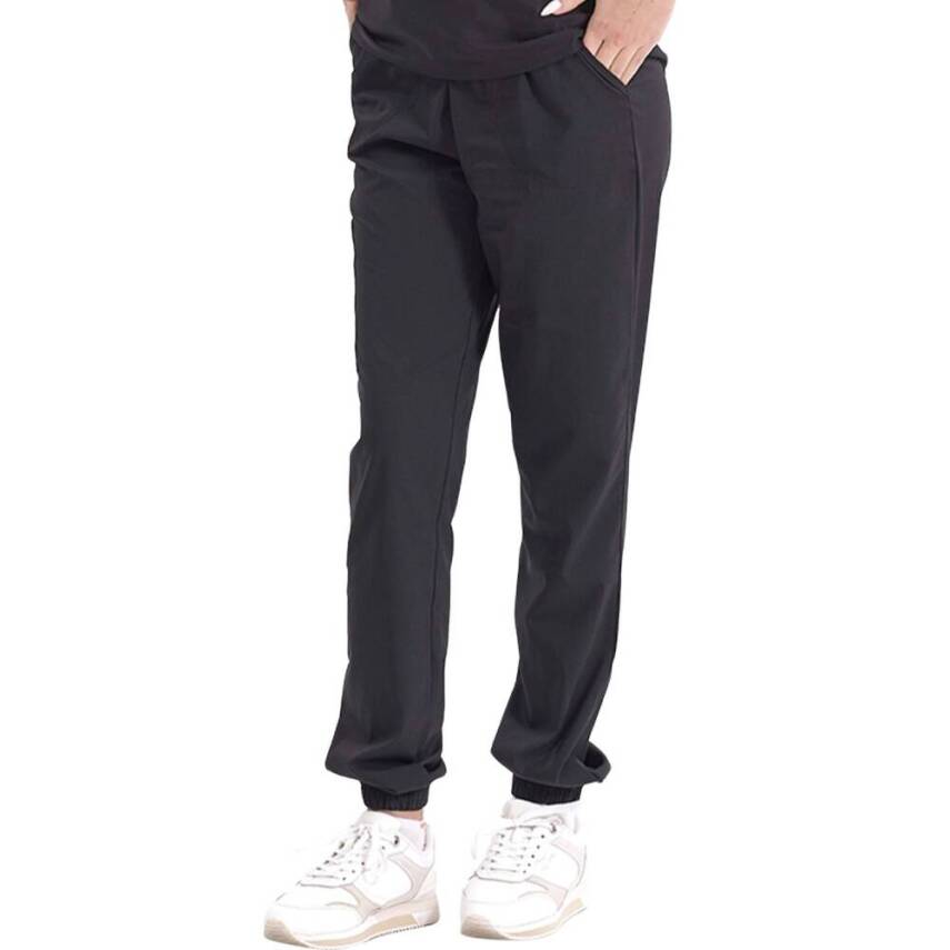 BRL MEDİZİP | TEK ALT Jogger Likralı Unisex Cerrahi Pantolon Siyah - 2
