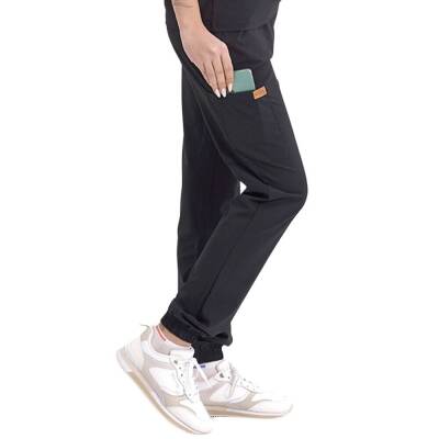 BRL MEDİZİP | TEK ALT Jogger Likralı Unisex Cerrahi Pantolon Siyah - 3