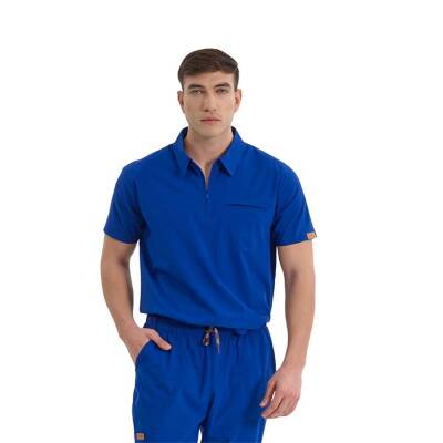  BRL MEDİZİP | TEK ÜST Likralı Unisex Doktor ve Hemşire Cerrahi Forması Gece Mavisi - 1