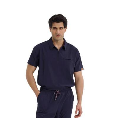 BRL MEDİZİP | TEK ÜST Likralı Unisex Doktor ve Hemşire Cerrahi Forması Lacivert - 2