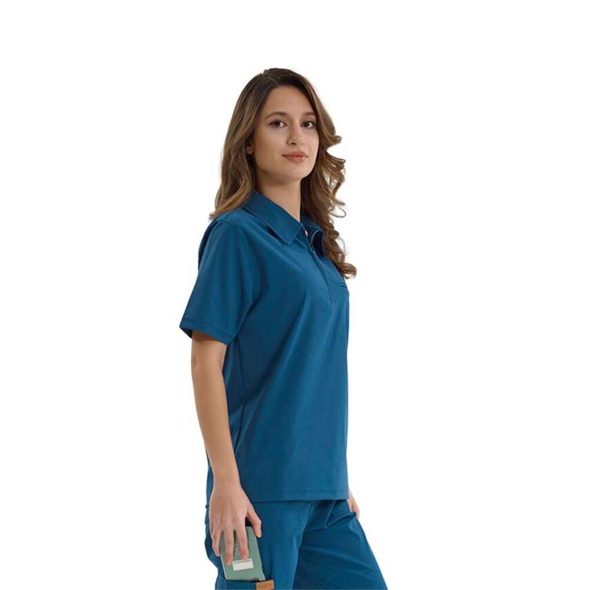  BRL MEDİZİP | TEK ÜST Likralı Unisex Doktor ve Hemşire Cerrahi Forması Petrol Yeşili - 2