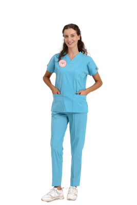 BRL SCRUBLE | Alaska Mavi Hekim Forması Likralı Unisex Takım - Yeni Yönetmeliğe Uygun Alaskan Blue - Brl Üniforma
