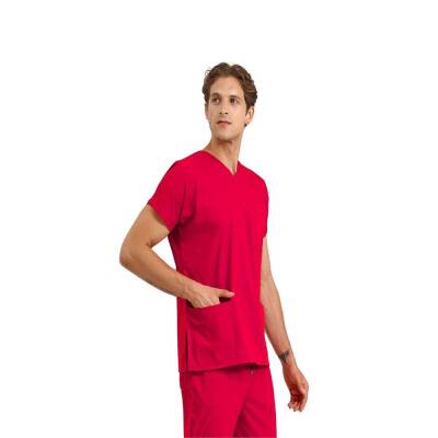 BRL SCRUBLE FLEX | TEK ÜST Likralı Unisex Cerrahi Forma Nar Çiçeği 