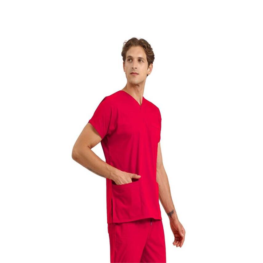 BRL SCRUBLE FLEX | TEK ÜST Likralı Unisex Cerrahi Forma Nar Çiçeği - 1