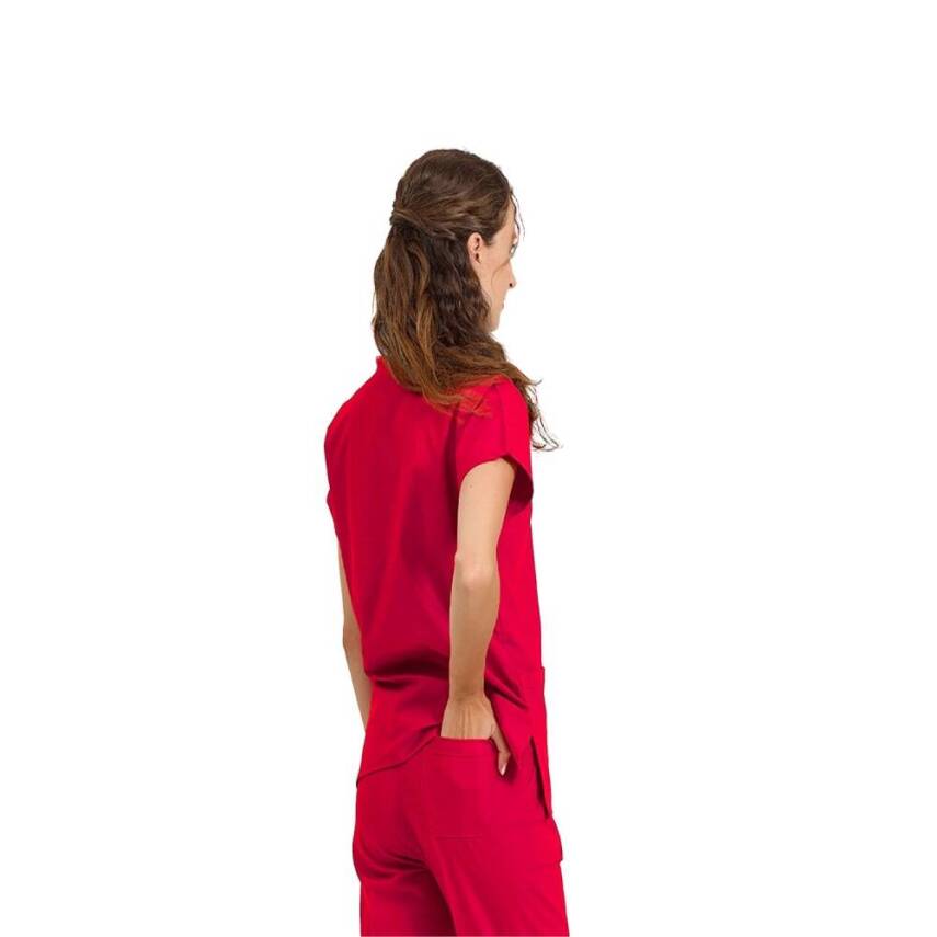 BRL SCRUBLE FLEX | TEK ÜST Likralı Unisex Cerrahi Forma Nar Çiçeği - 2