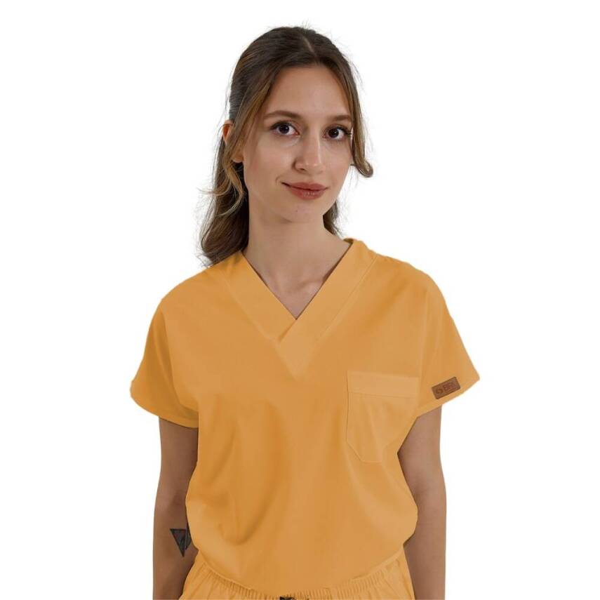 BRL SCRUBLE FLEX | TEK ÜST Likralı Unisex Cerrahi Forma Sarı - 2